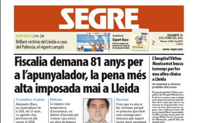 Fiscalia de Lleida demana per a l’apunyalador neonazi la pena més alta imposada a Lleida
