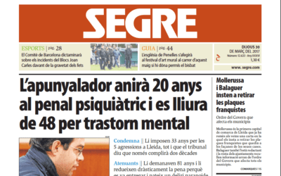 33 anys de presó per a Alejandro Ruiz, autor de l’apunyalament de 5 persones als carrers de Lleida amb una clara motivació racista i xenòfoba