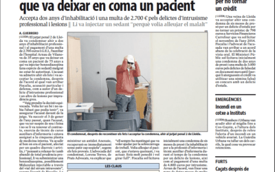 Acord en el judici contra l’auxiliar de l’Arnau que va deixar en coma a un pacient