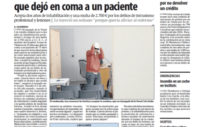 Acuerdo en el juicio contra el auxiliar de Arnau que dejó en coma a un paciente