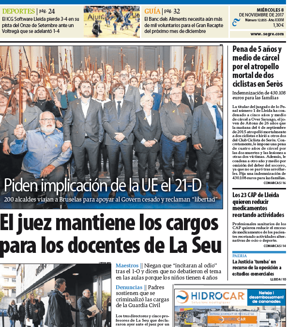 La pena más alta en Lleida por delitos de tráfico para el autor de la muerte de 2 ciclistas en Seròs