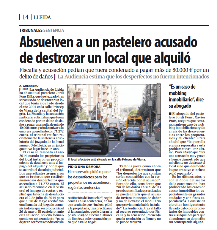 Prats Advocats abogados Lleida consigue una nova absolución para un cliente