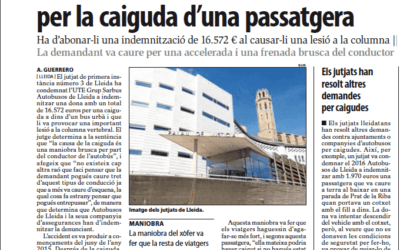 Més de 16.000 € d’indemnització per una dona, representada per Prats Advocats, que va patir una caiguda en un bus urbà