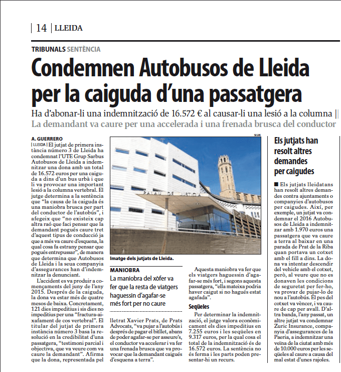 Prats Advocats especialistes Lleida accidents de trànsit Diari Segre