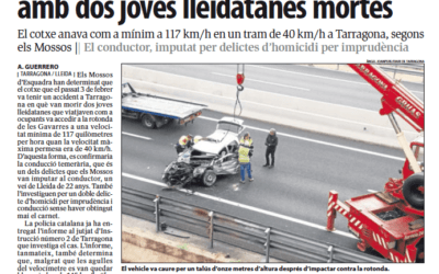 Els Mossos d’Esquadra confirmen velocitat excessiva en el vehicle que va causar la mort de 2 lleidatanes a Tarragona