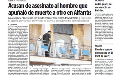 Un jurado popular juzgará en noviembre en el acusado de apuñalar mortalmente a una persona en Alfarràs