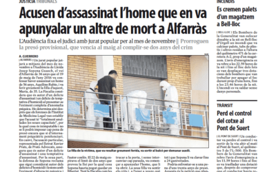 Un jurat popular jutjarà en novembre a l’acusat d’apunyalar mortalment a una persona en Alfarràs
