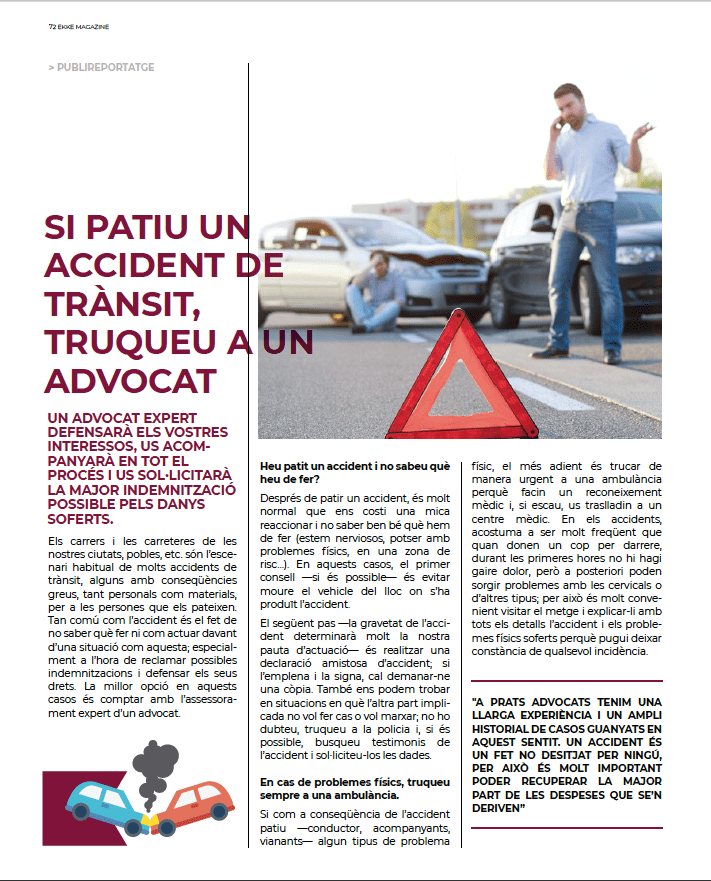 Si patiu un accident de trànsit truqueu a Prats Advocats