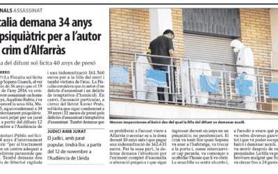 L’acusació particular, representada per Prats Advocats, demana 39 anys de presó per a l’autor del crim d’Alfarràs