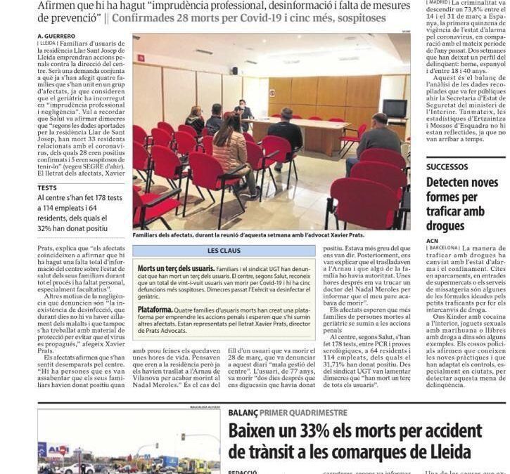 Un grup de famílies, representades per Prats Advocats, portarà davant la justícia la Llar de Sant Josep per “negligència”