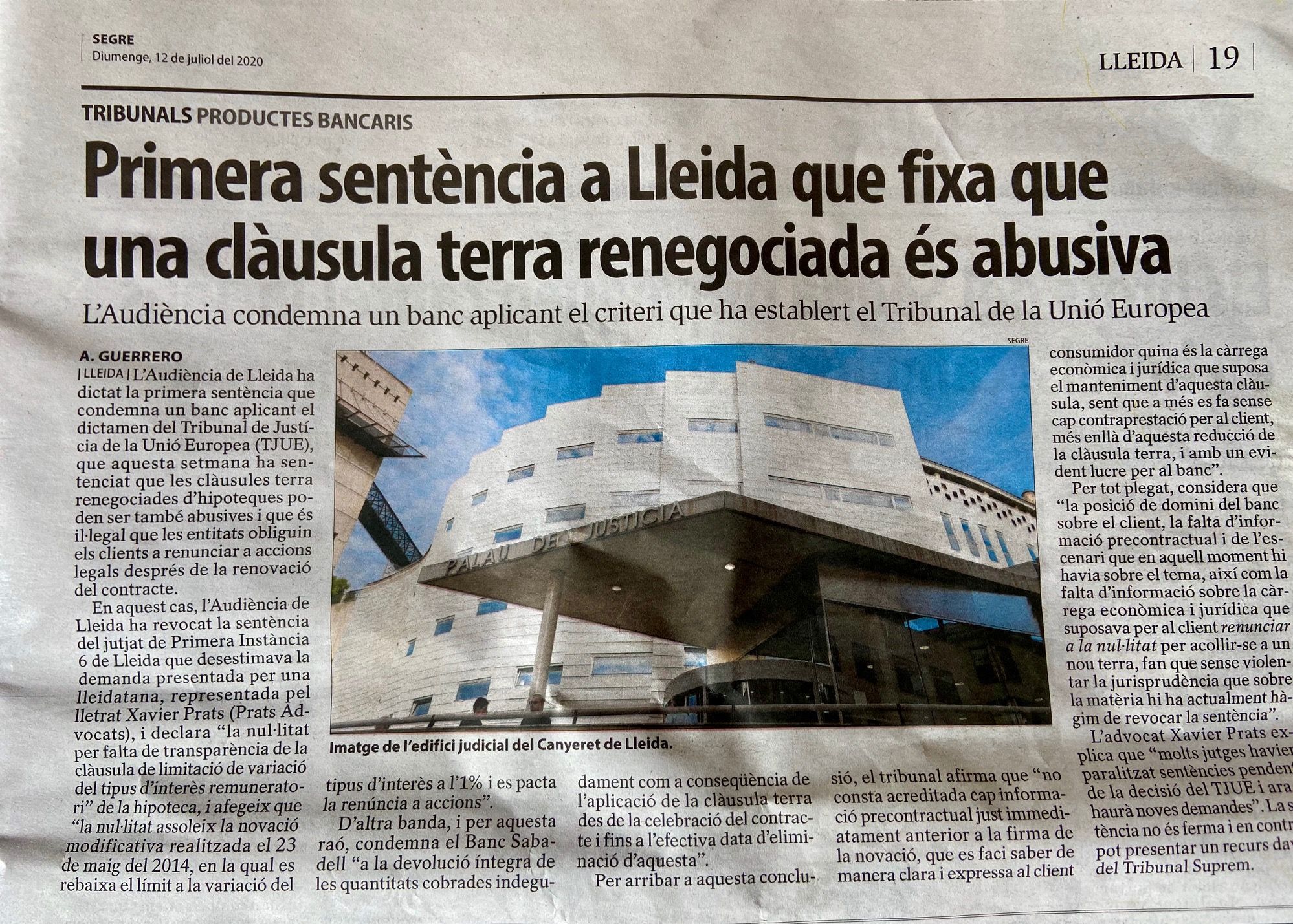 Reclamació clàusula terra amb Prats Advocats Lleida