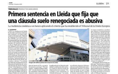 Una vecina de Lleida, representada por Prats Advocats, beneficiaria de la primera sentencia que fija que una cláusula suelo renegociada es abusiva