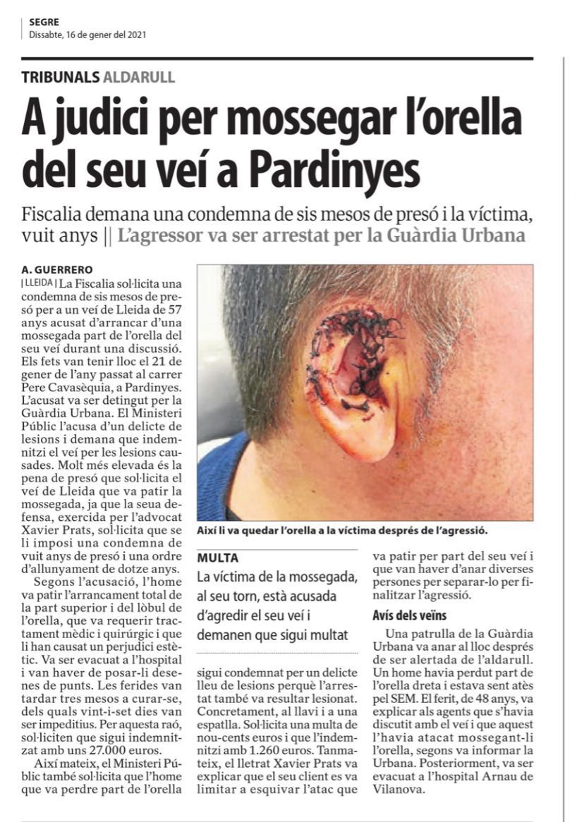 Prats Advocats especialistes dret penal Lleida judici mossegada orella