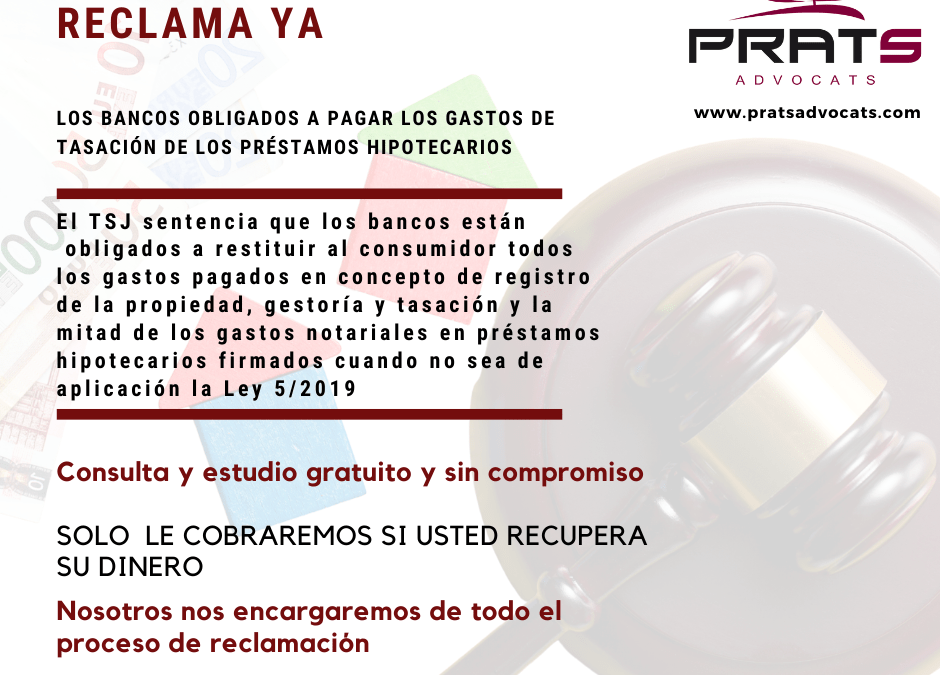 Los bancos obligados a pagar los gastos de tasación de los préstamos hipotecarios