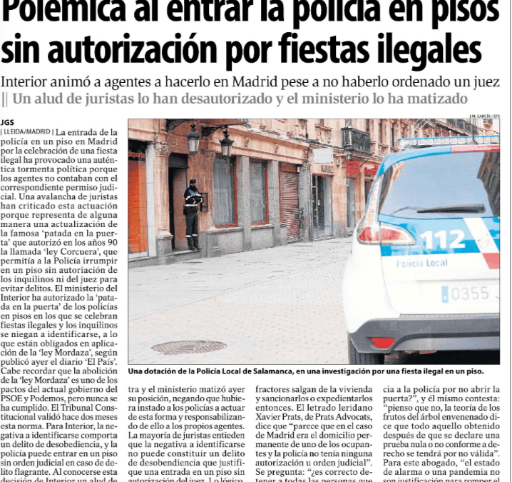 El estado de alarma o una pandemia no son justificación para romper el estado de derecho