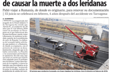 La jueza veta la salida de España del acusado de ocasionar la muerte de dos leridanas en un accidente de tráfico en Les Gavarres