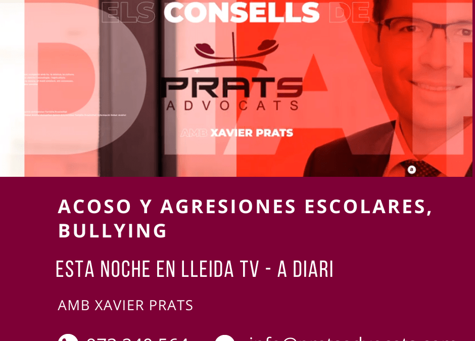 Intervención de Xavier Prats en el programa A Diari para hablar sobre el acoso escolar, «bullying»