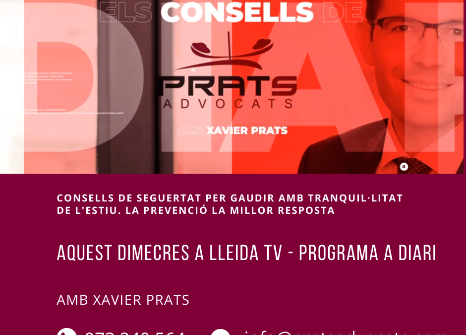 Consells de seguretat per gaudir de l’estiu amb tranquil·litat