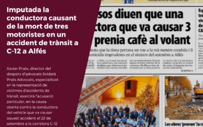 Imputada la conductora causant de la mort de tres motoristes en un accident de trànsit a Alfés