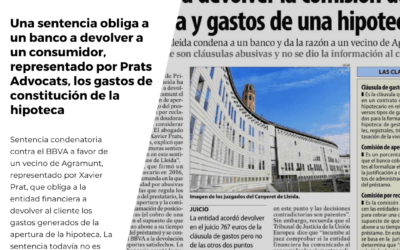 Una sentencia obliga a un banco a devolver a un consumidor, representado por Prats Advocats, los gastos hipotecarios