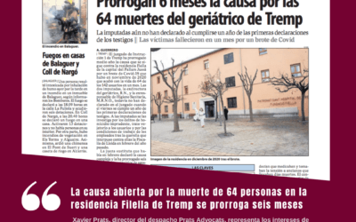 La causa abierta por la muerte de 64 personas en la residencia Filella de Tremp se prorroga seis meses