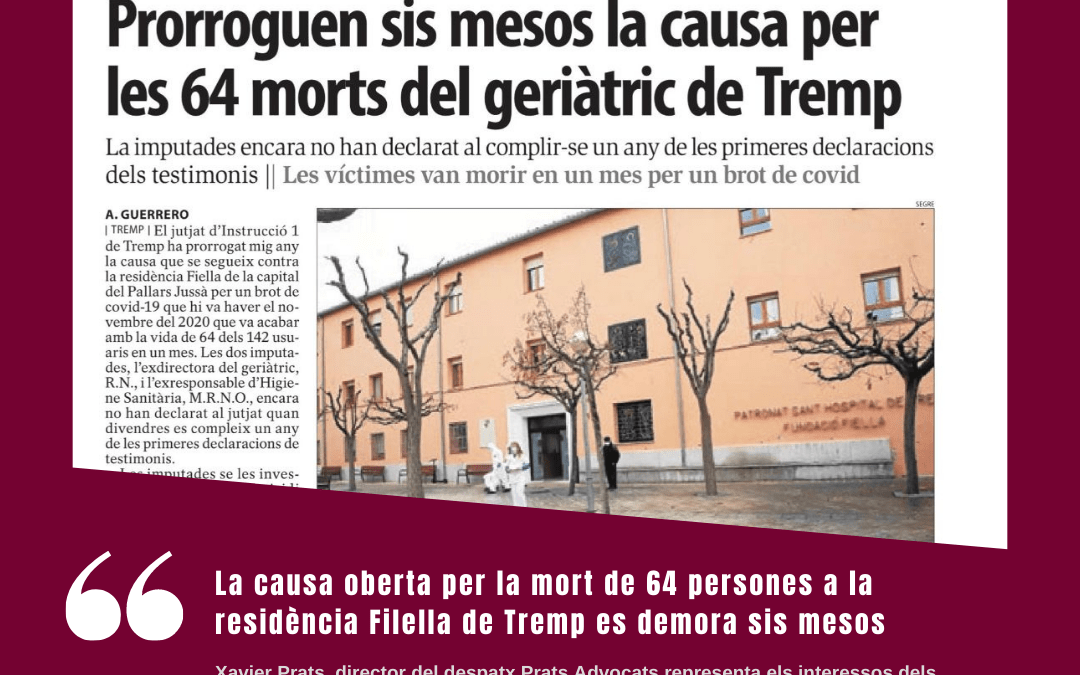 La causa oberta per la mort de 64 persones a la residència Filella de Tremp es demora sis mesos