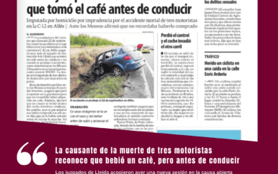 La causante de la muerte de tres motoristas reconoce que bebió un cafè, pero antes de conducir