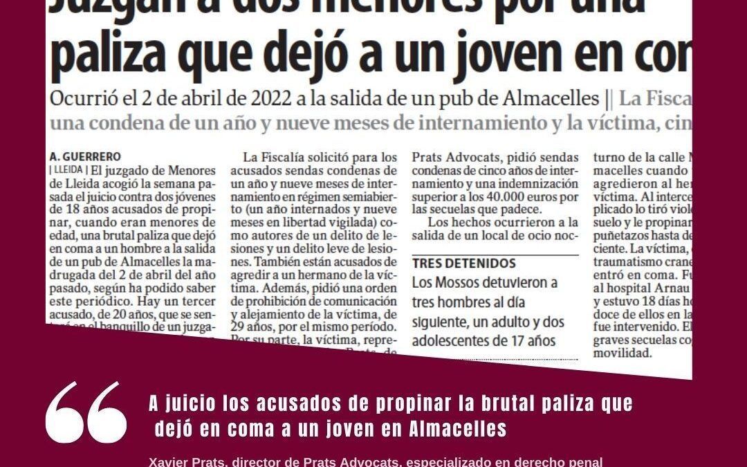A juicio los acusados de propinar la brutal paliza que dejó en coma a un joven en Almacelles en abril del año pasado