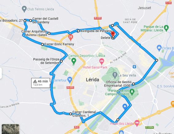 Mapa amb el recorregut complet de la Pedalada Popular CC Terraferma - 7 de maig