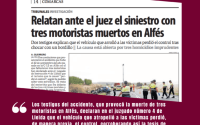 Declaran ante el juez los testigos del accidente que causó la muerte de tres motoristas en Alfés