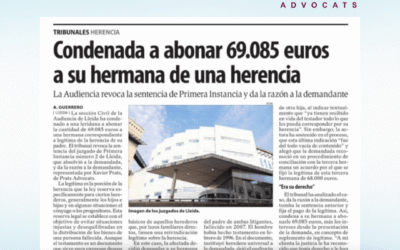 Condenada a abonar 69.085 euros a su hermana de una herencia.